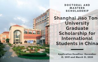 Shanghai Jiao Tong University Graduate funding for International Students in China