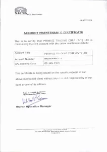 Bank Account Maintenance Certificate Sample Request Letter