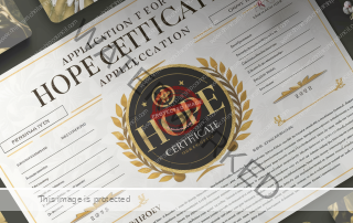 Pedido de Certificado Hope, Amostra de Aplicação e Certificado Hope Hope